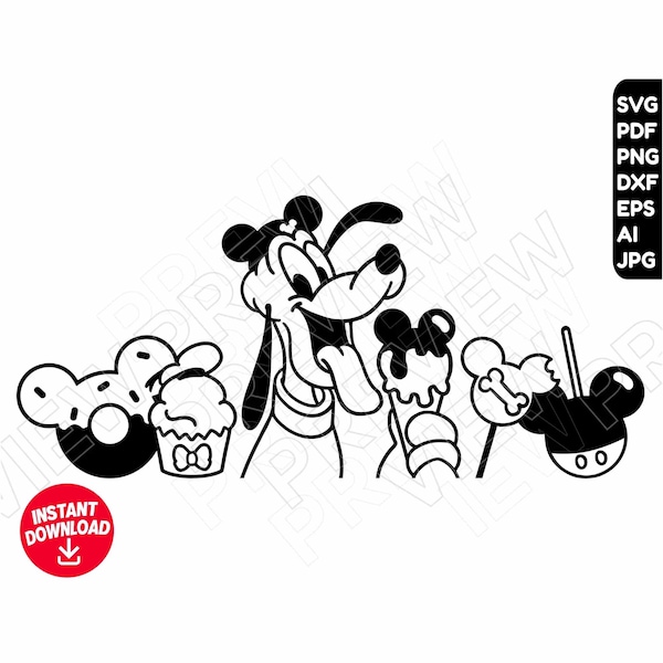 Pluto SVG png clipart Disneyland svg png Snacks , cut file outline silhouette