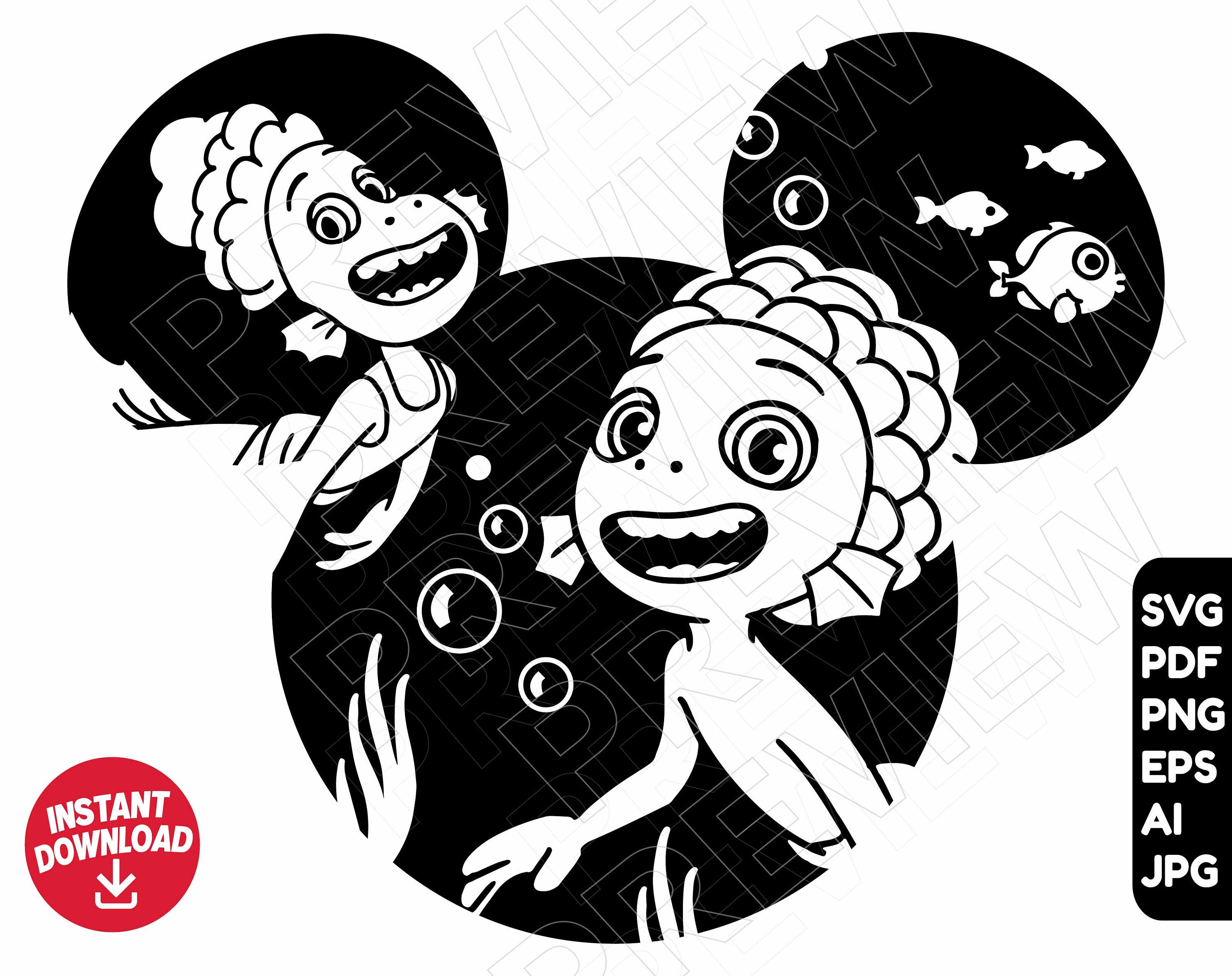 Luca SVG Disney Mickey ears silhouette svg png clipart , cut file