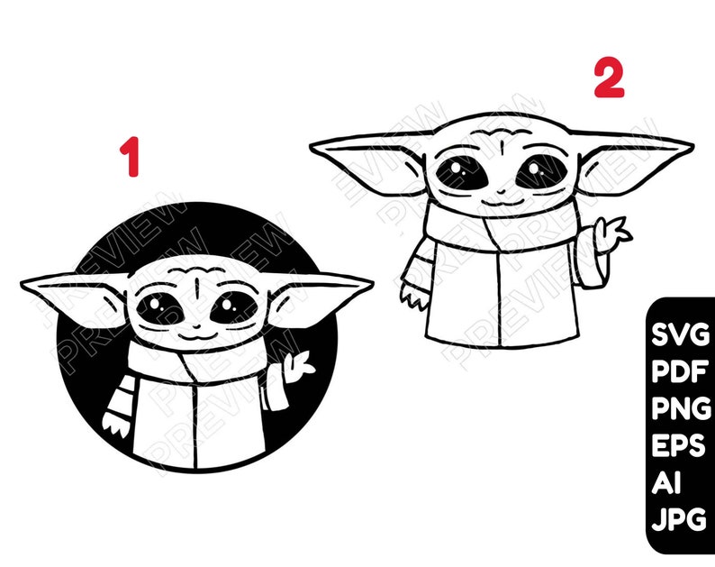 Download Baby Yoda SVG BUNDLE 7 vector cut files Baby Yoda cliparts | Etsy