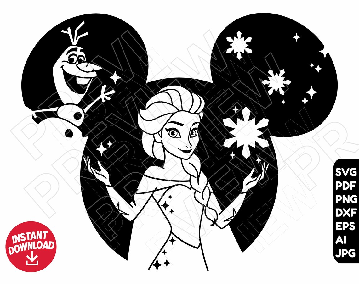 Frozen SVG Elsa Olaf Svg Vector Clipart Cut File Silhouette - Etsy