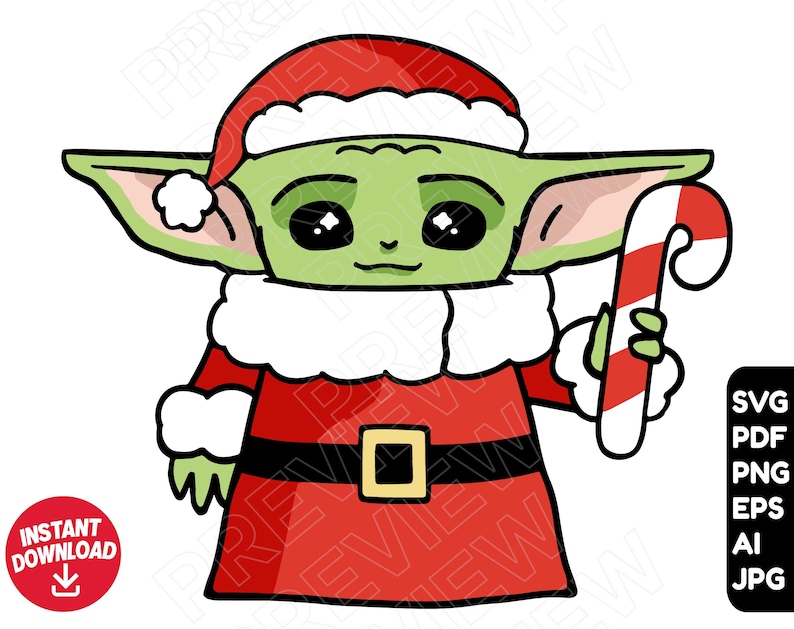 Download Baby Yoda Christmas svg Santa Claus svg Star Wars The | Etsy