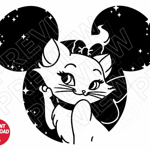 Aristocats SVG Marie cat svg png dxf clipart , cut file outline silhouette