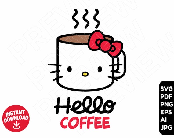 Hello Kitty SVG coffee svg Starbucks svg cat svg clipart | Etsy
