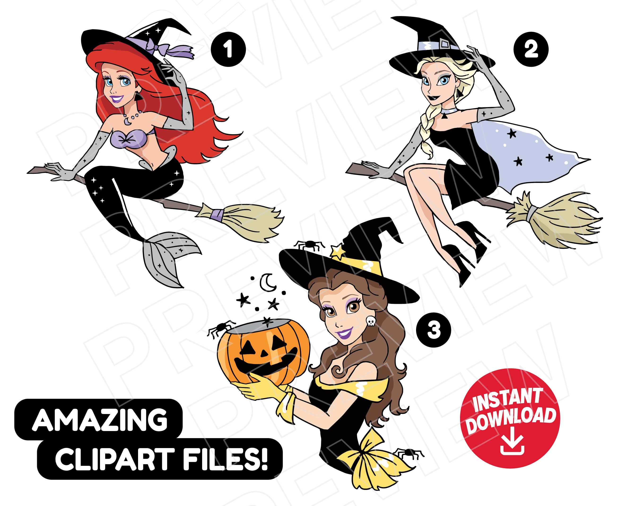 Princess Halloween SVG Disneyprincess Png Clipart BUNDLE Set 9  Etsy