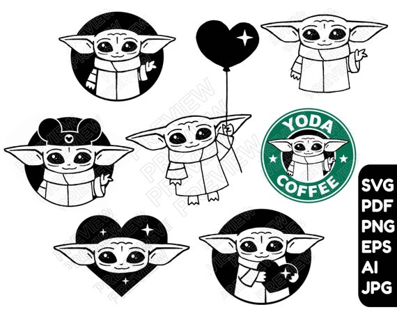 Download Baby Yoda SVG BUNDLE 7 vector cut files Baby Yoda cliparts | Etsy