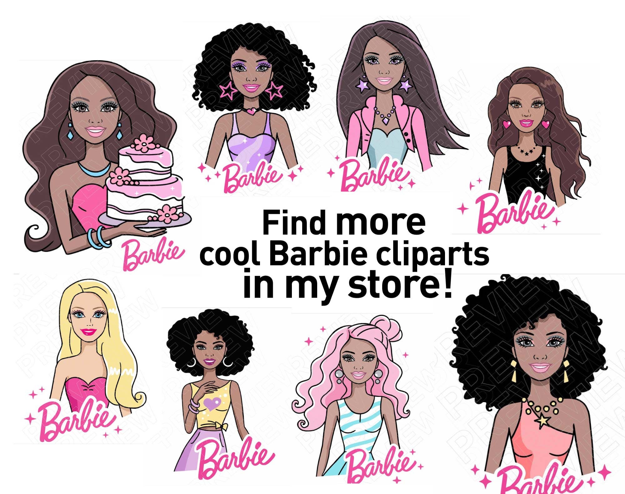 Barbie Afro SVG Barbie doll cut file clipart svg png | Etsy
