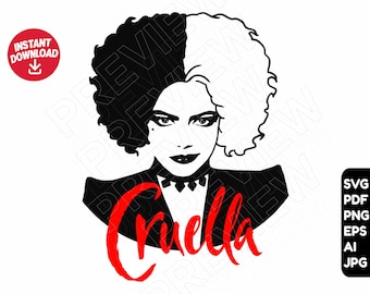 Cruella SVG png clipart , cut file layered by color instant download