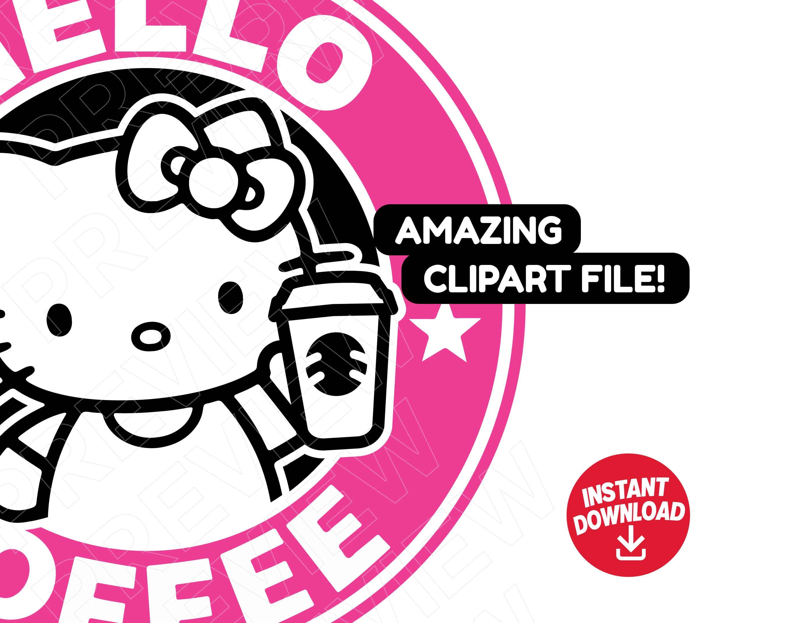 Hello Kitty SVG Starbucks coffee svg clipart cut file cricut | Etsy