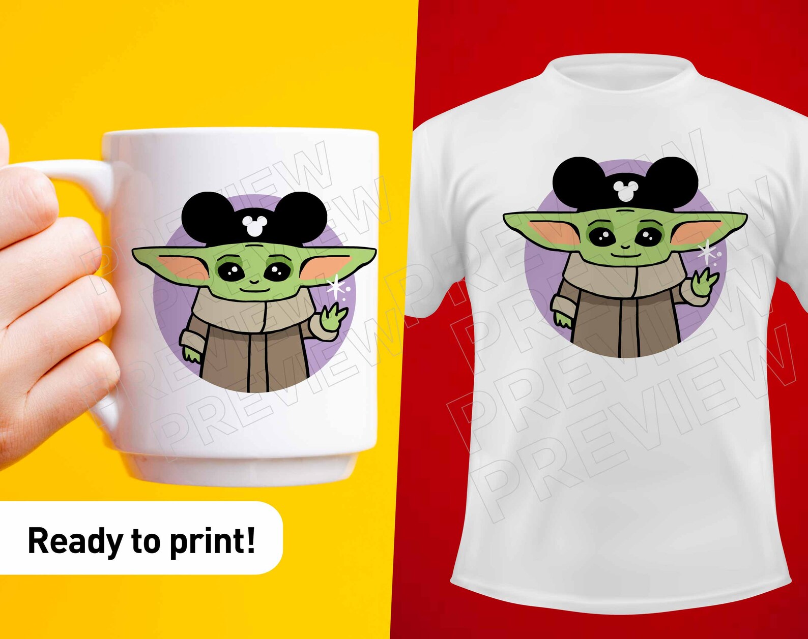 Baby Yoda SVG Disney ears cut file layered by color baby Etsy