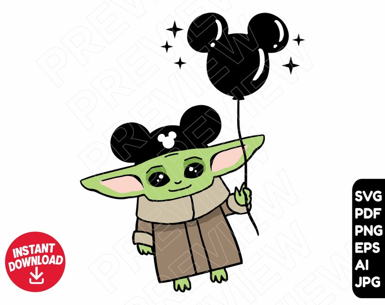 Download Baby Yoda SVG Disney ears cut file clipart Star Wars svg ...