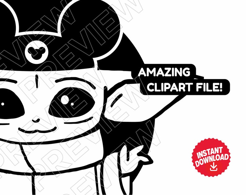 Download Baby Yoda Disney Ears svg vector cut file clipart Baby ...