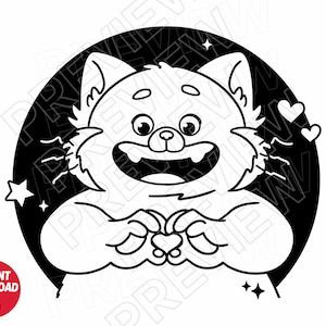 Turning Red SVG Mei lee png rode panda clipart, snijbestand omtrek silhouet