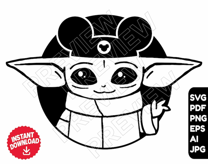 Download Baby Yoda Disney Ears svg vector cut file clipart Baby ...
