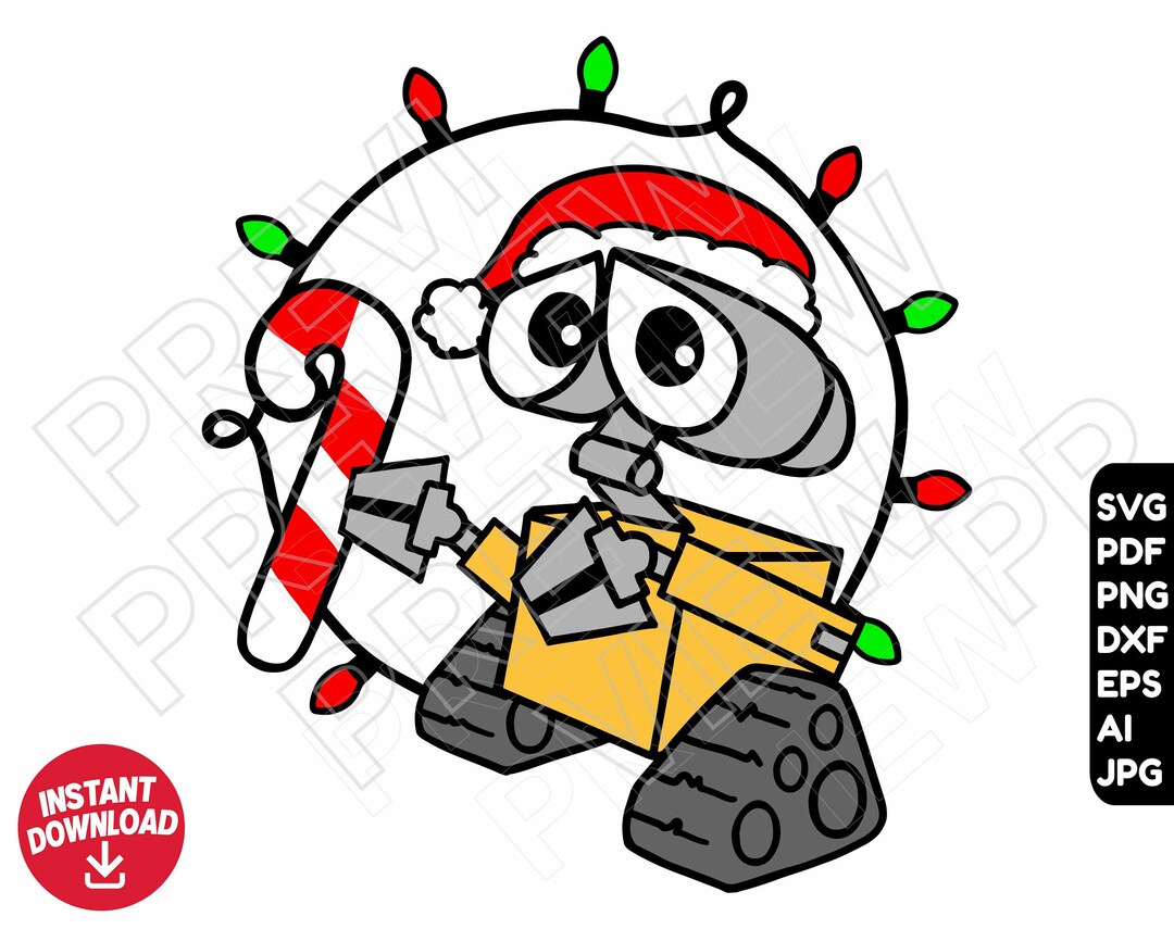 Wall E Christmas Lights Svg Png Dxf Clipart , Cut File Layered by Color ...