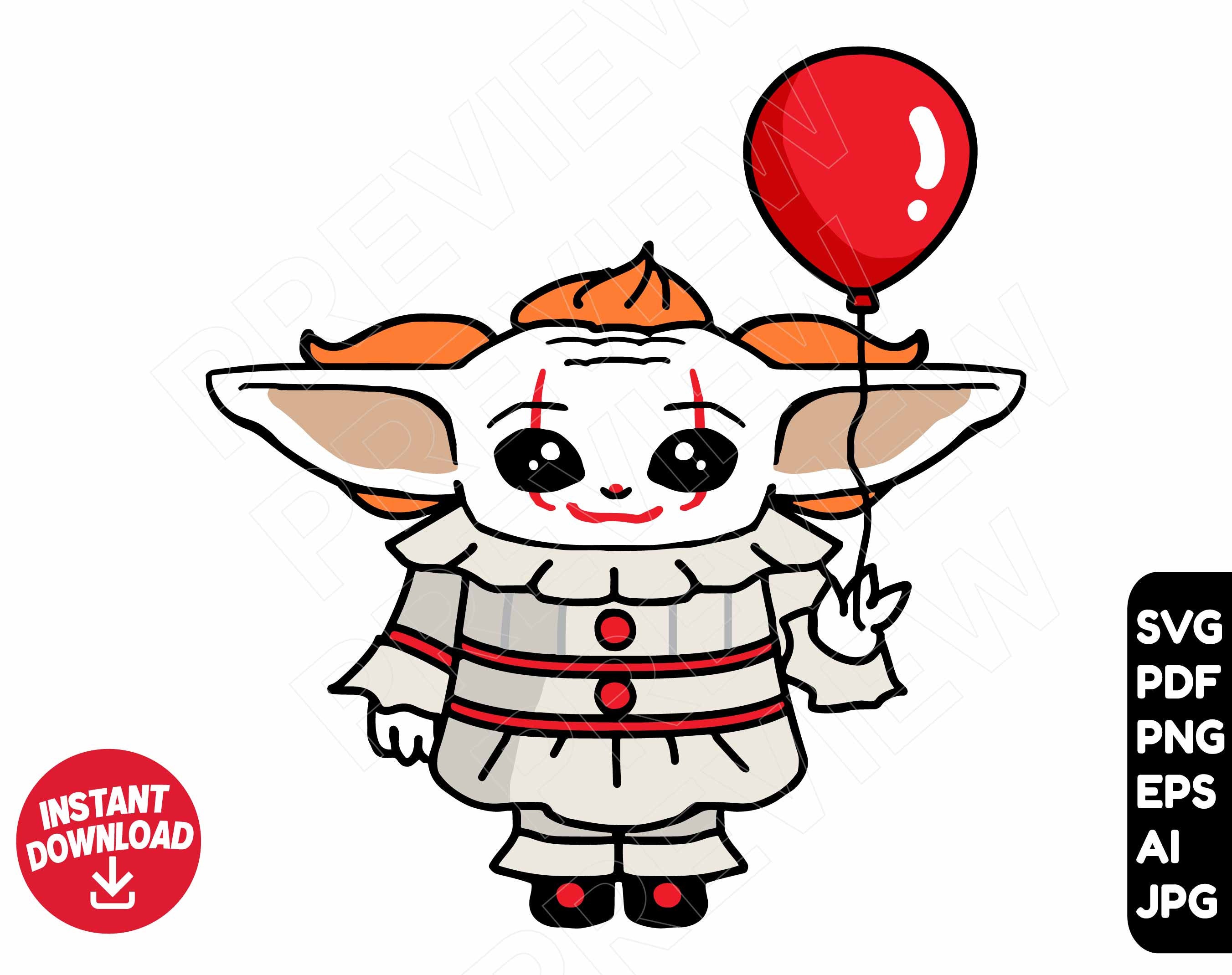 Baby Yoda Svg Pennywise Svg Cut File Layered By Color Etsy