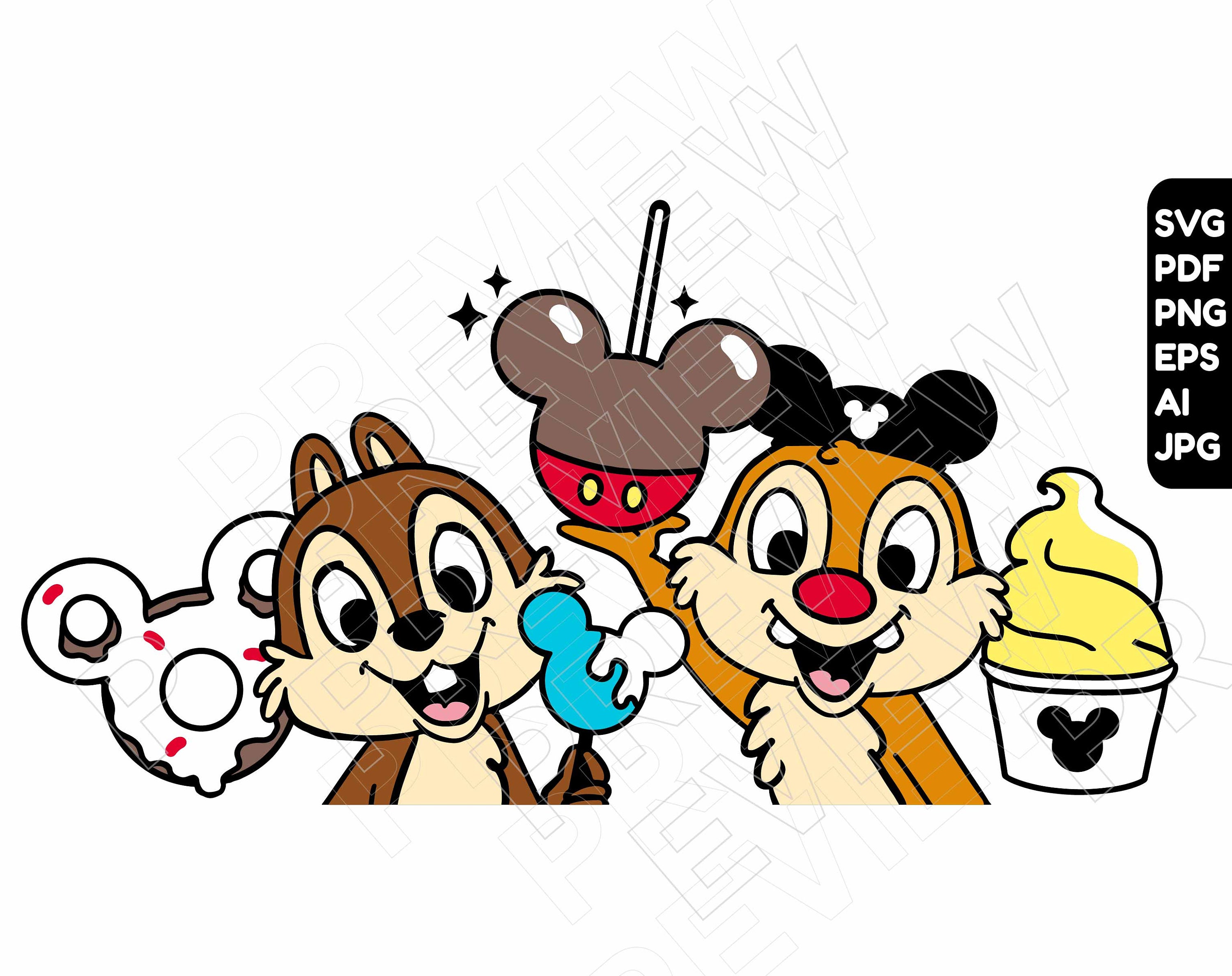 Chip and Dale SVG Png Clipart Disneyland Snacks Svg Cut Etsy