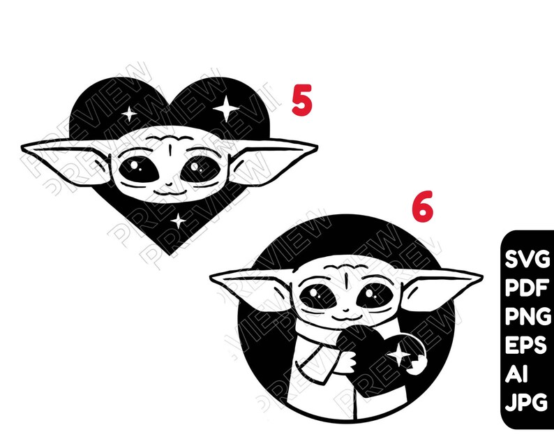 Download Baby Yoda SVG BUNDLE 7 vector cut files Baby Yoda cliparts ...