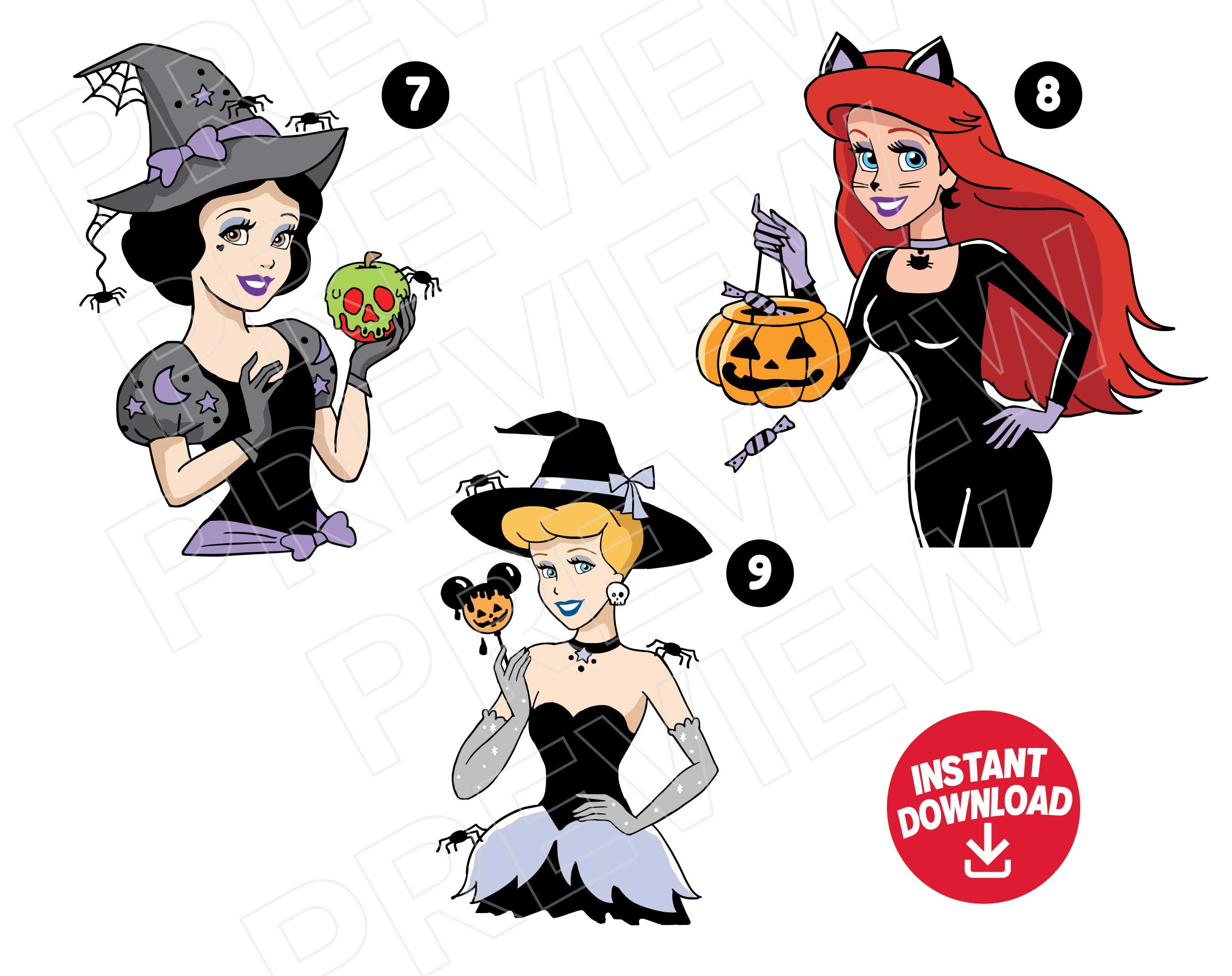 Princess Halloween SVG Disneyprincess Png Clipart BUNDLE Set 9  Etsy