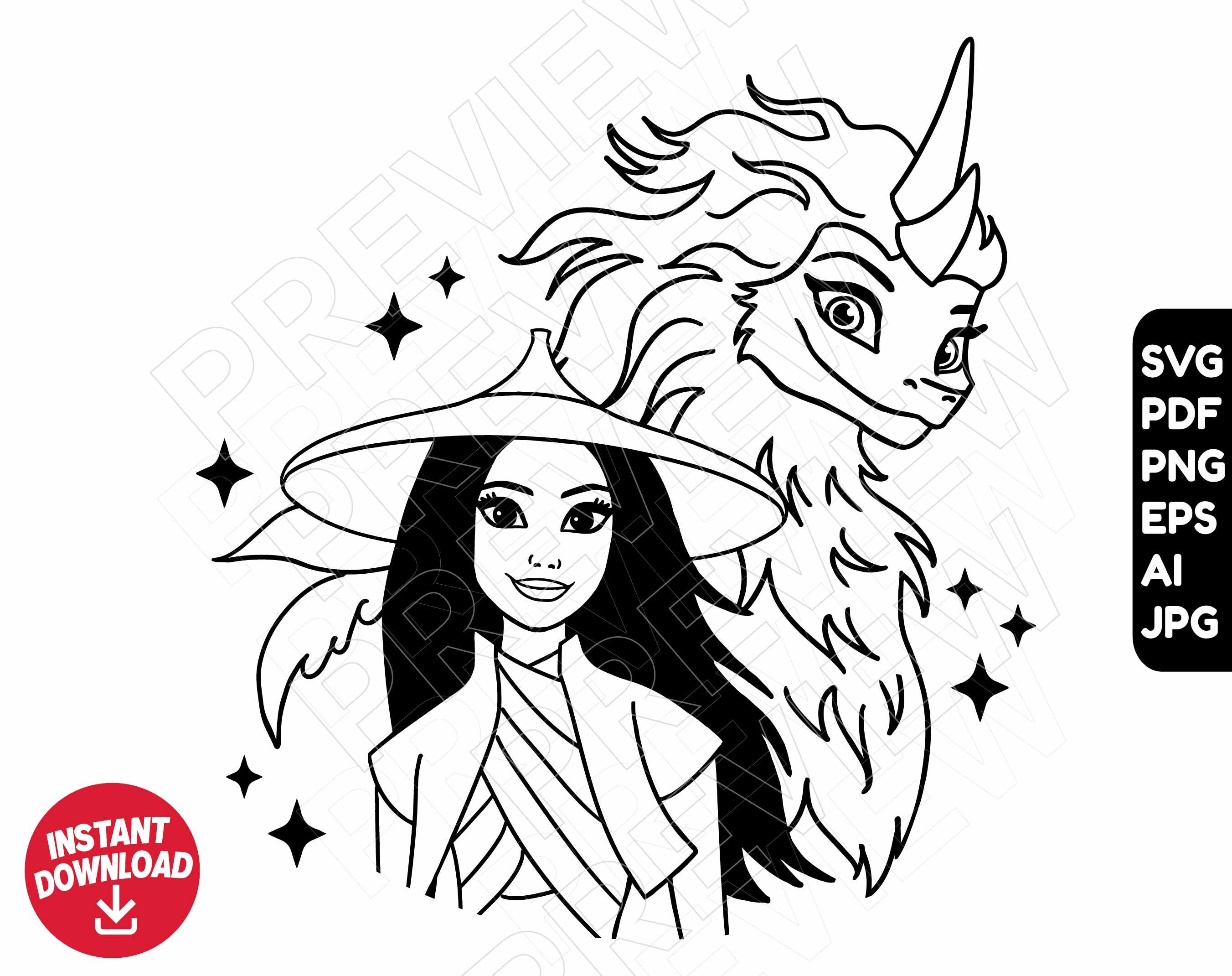 Raya and the last dragon SVG png clipart , Disney Sisu svg , cut file