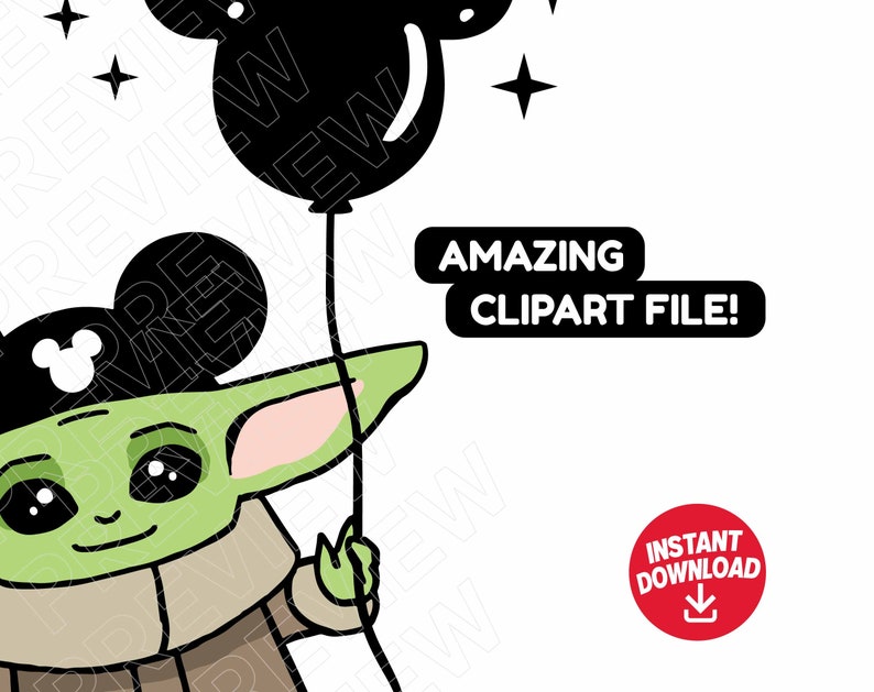 Baby Yoda SVG Disney ears cut file clipart Star Wars svg ...