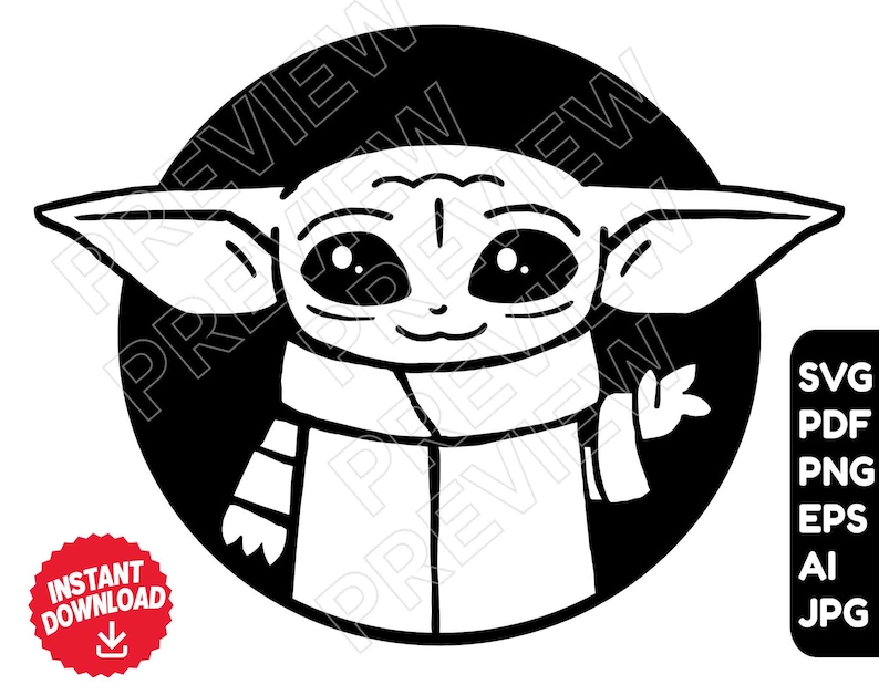 Download Baby Yoda SVG png vector cut file Clipart Disney svg Star ...