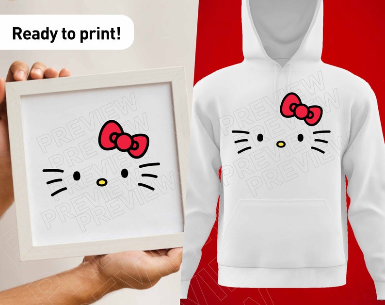 Hello Kitty SVG Kitty face shirt cat svg clipart cut | Etsy