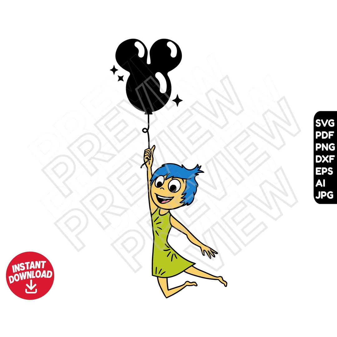 Inside Out 2 Joy SVG Balloon Dxf Png Clipart , Cut File Layered by ...