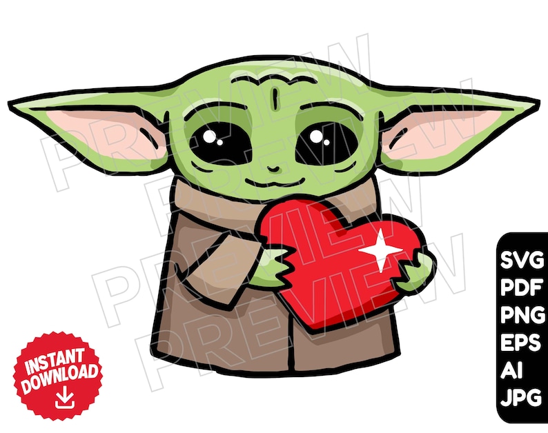 Baby Yoda SVG PNG Vector Cut File Disney Clipart The | Etsy