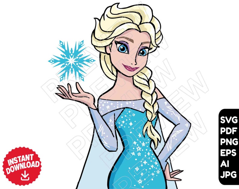 Elsa SVG Frozen Clipart Vector File Disney Svg Disney | Etsy