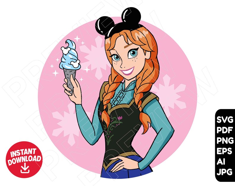 Frozen SVG Anna svg Disney ears Disney princess | Etsy