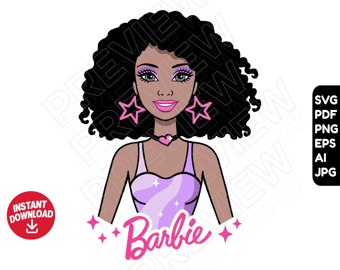 Barbie Afro SVG Barbie doll svg clipart svg png cricut | Etsy