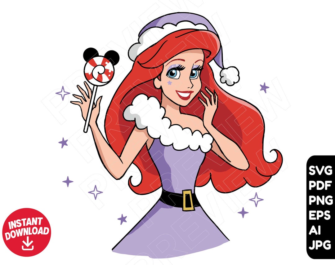 Ariel Christmas Princess SVG , the Little Mermaid Svg , Cut File