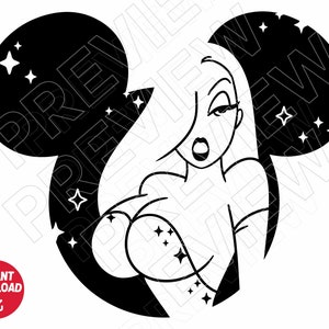 Jessica Rabbit SVG Disneyland orecchie svg png clipart , tagliare il profilo del file silhouette