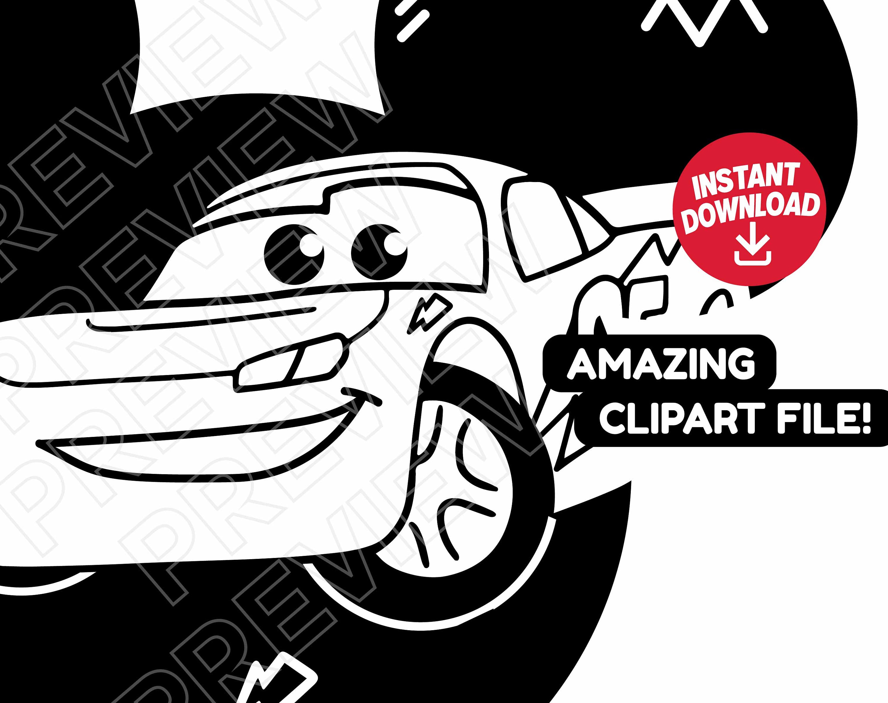 Disney Cars Clipart Black And White