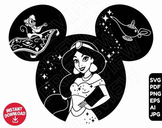 Jasmine SVG Aladdin Disney Princess SVG png clipart Disney | Etsy