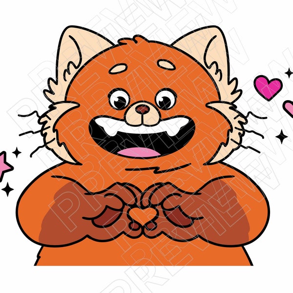 Turning Red SVG png Mei lee red panda clipart , cut file layered by color