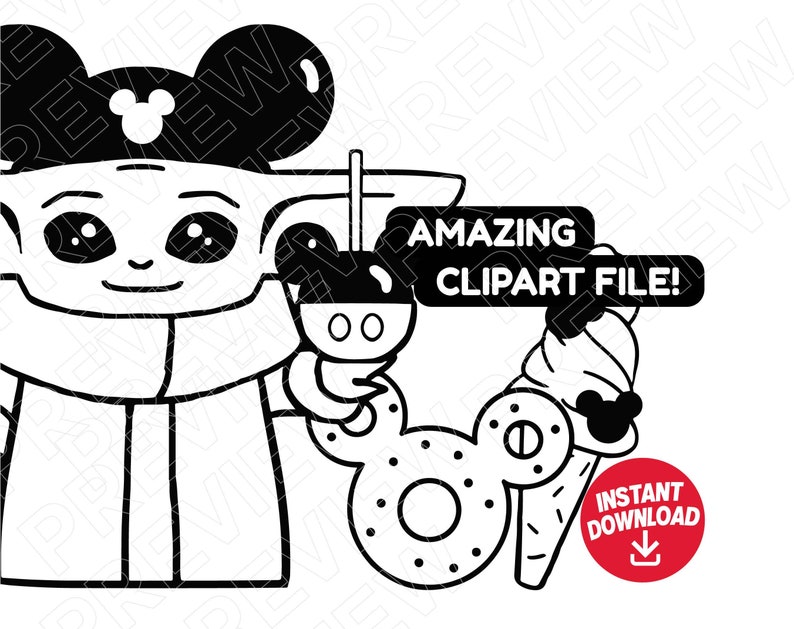 Download Baby Yoda SVG Disney snacks Disney ears Star Wars The | Etsy