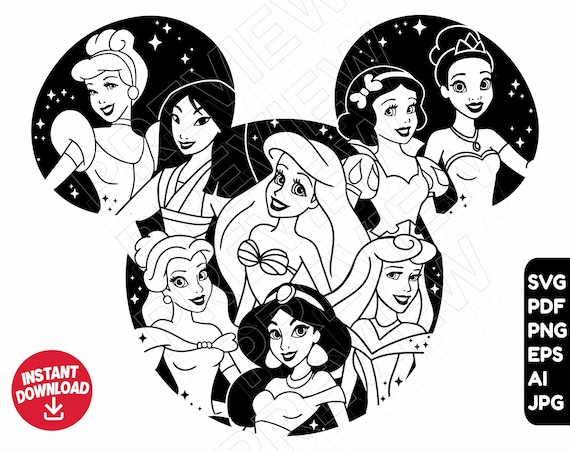 Disney Princess SVG Disney ears png clipart Disney | Etsy