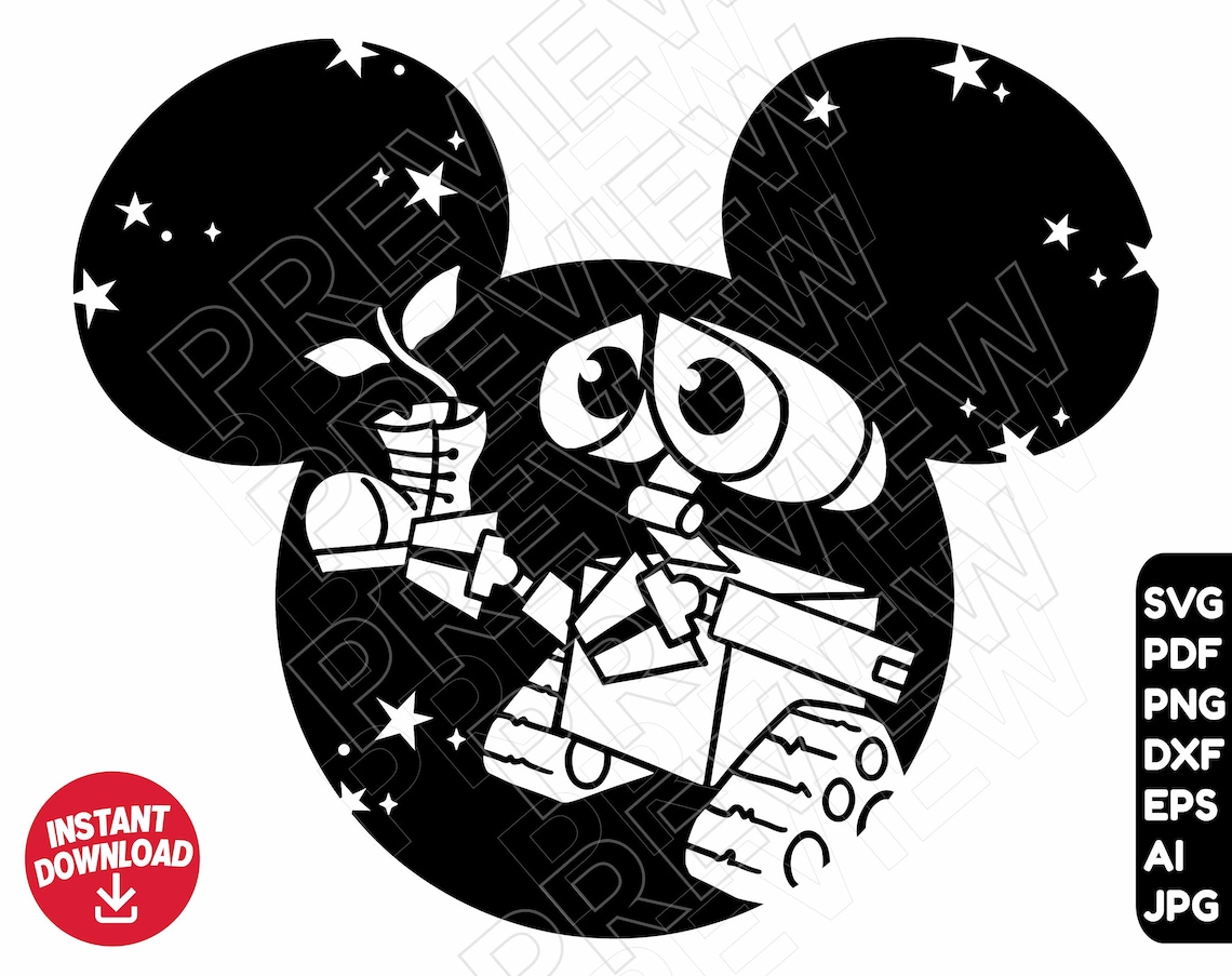 Wall E SVG Ears DXF Clipart Png Cut File Outline Silhouette - Etsy New