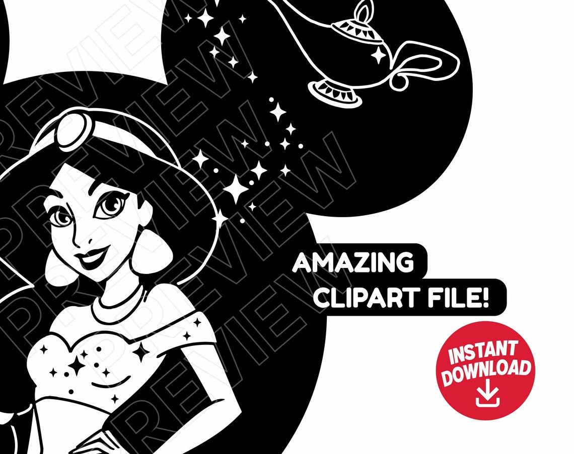 Jasmine SVG Aladdin Disney Princess SVG png clipart Etsy