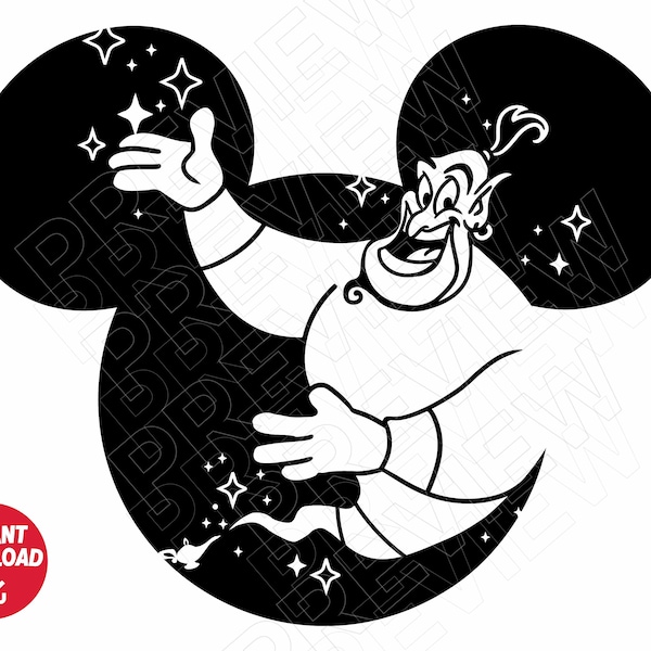 Genie SVG Aladdin png clipart , Disneyland ears svg , cut file sillhouette