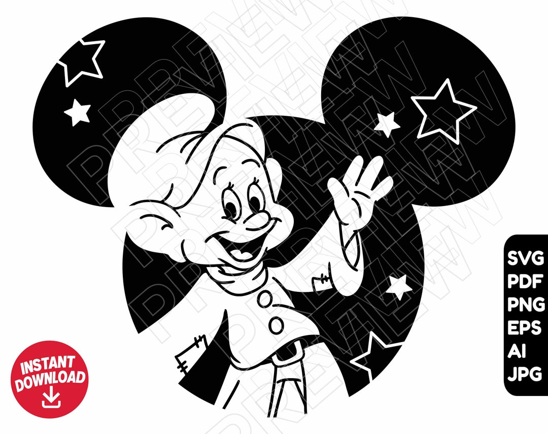 Dopey Dwarf Disneyland SVG Png Clipart , Cut File Outline Silhouette ...
