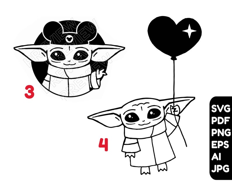 Download Baby Yoda SVG BUNDLE 7 vector cut files Baby Yoda cliparts ...