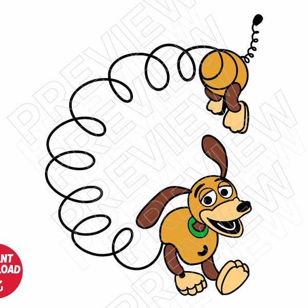 Toy Story SVG Slinky colore cane, file tagliato stratificato per colore