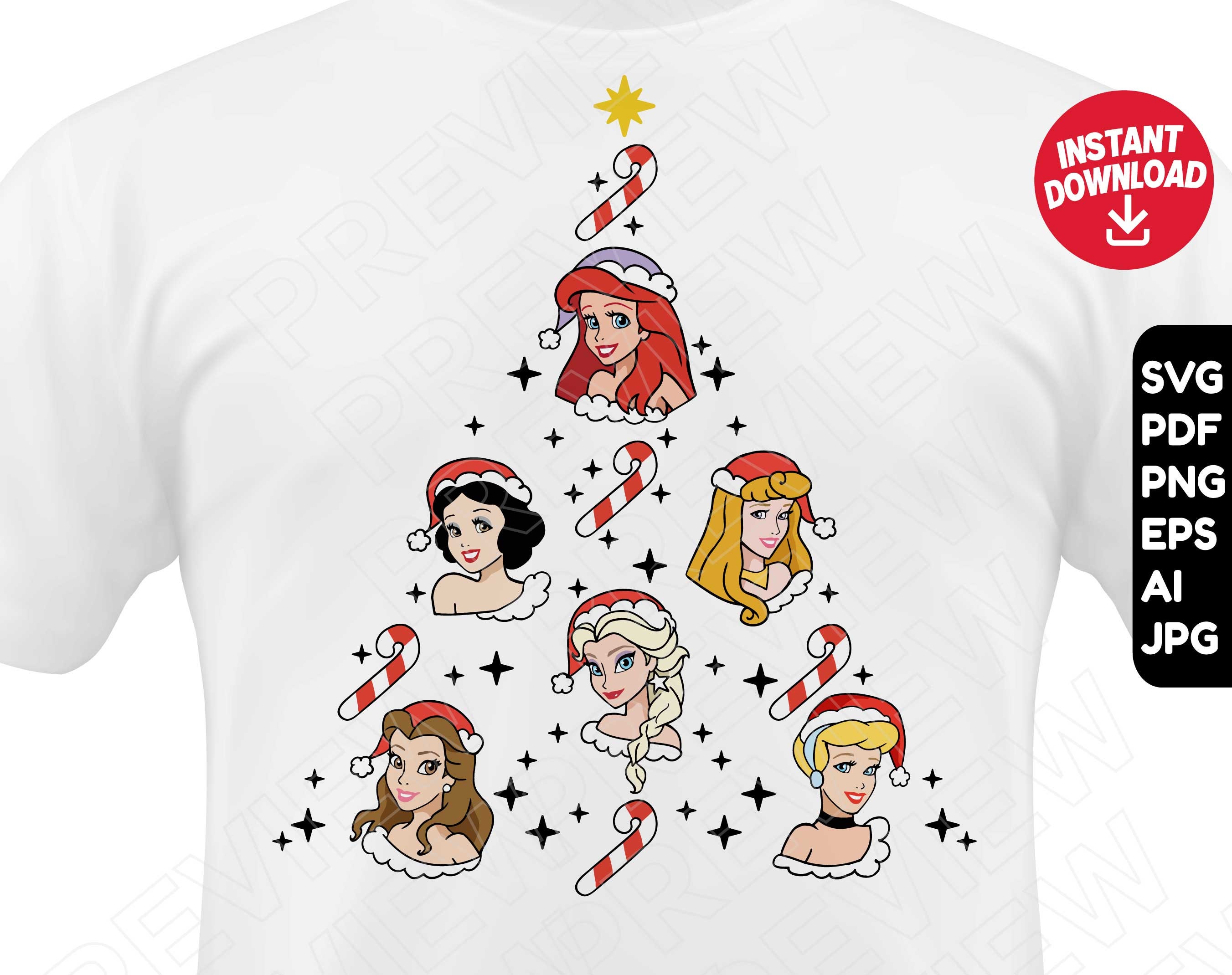 Disney Christmas SVG Disney princess svg png christmas  Etsy