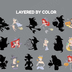 Princess Halloween SVG Disneyprincess Png Clipart BUNDLE Set 9 Princess ...