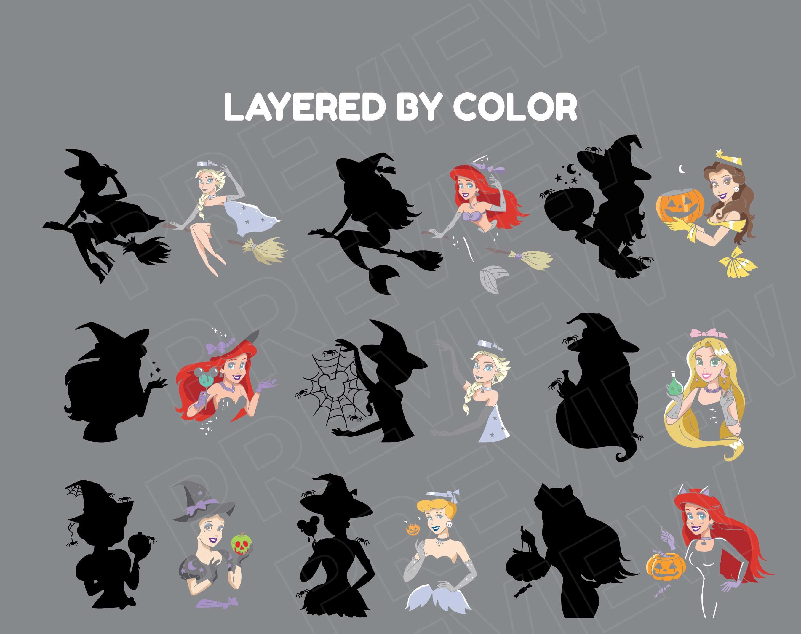 Princess Halloween SVG Disneyprincess Png Clipart BUNDLE Set 9 - Etsy