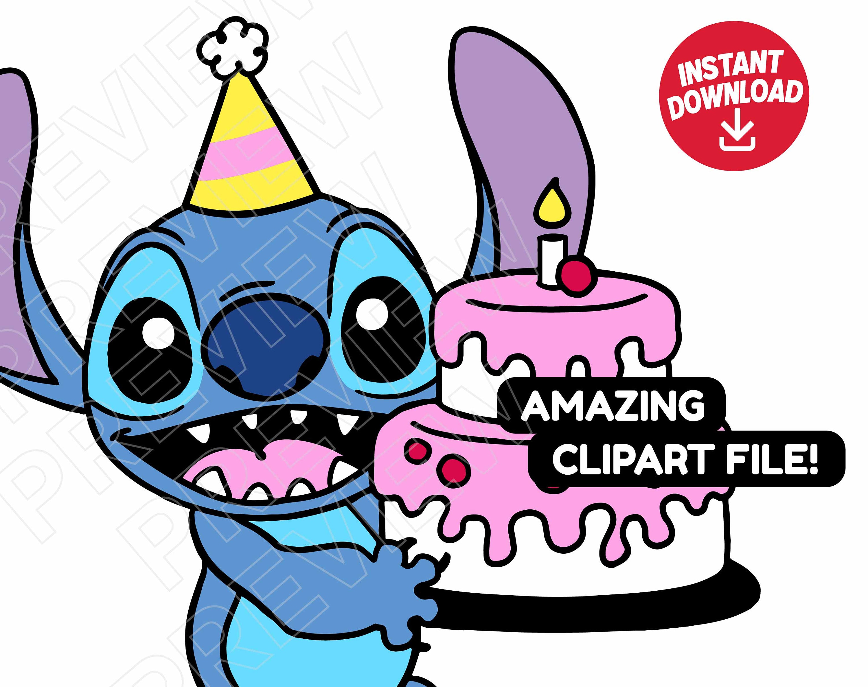Stitch birthday svg dxf png clipart cut file layered by etsy finland