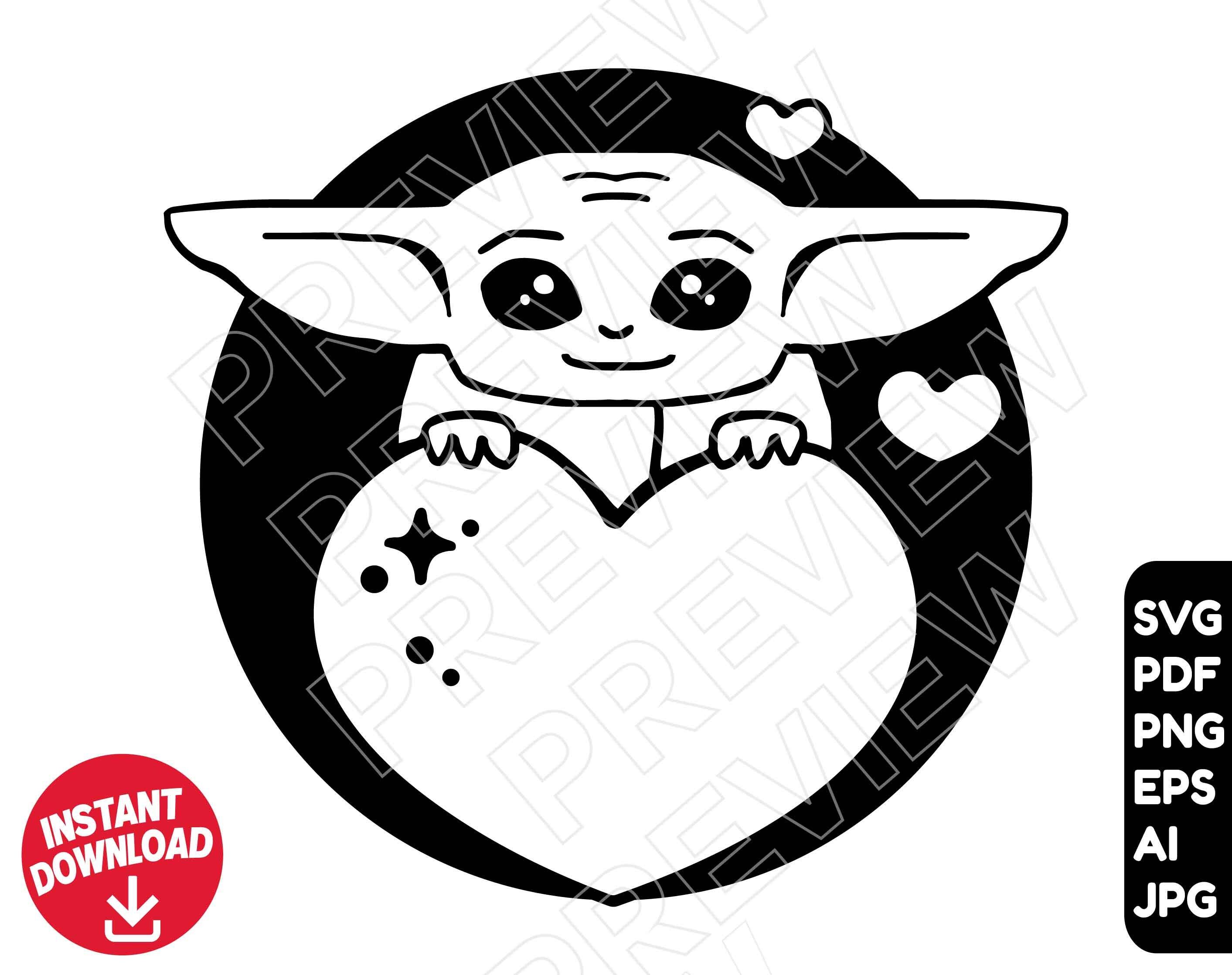 Baby Yoda svg lov vector cut file heart svg Star Wars | Etsy