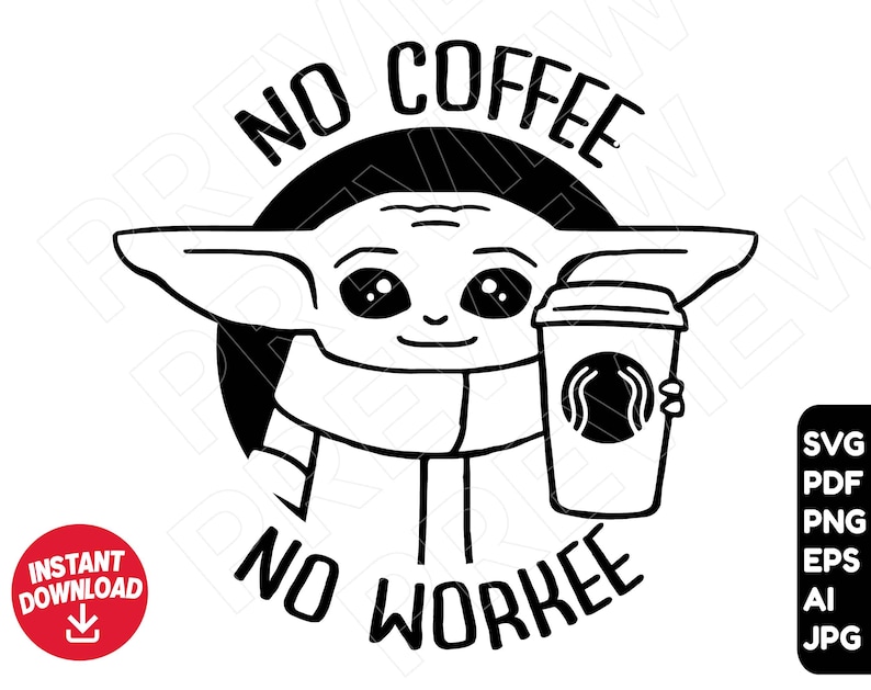 Download Baby Yoda SVG Coffee svg Starbucks svg Star Wars svg | Etsy